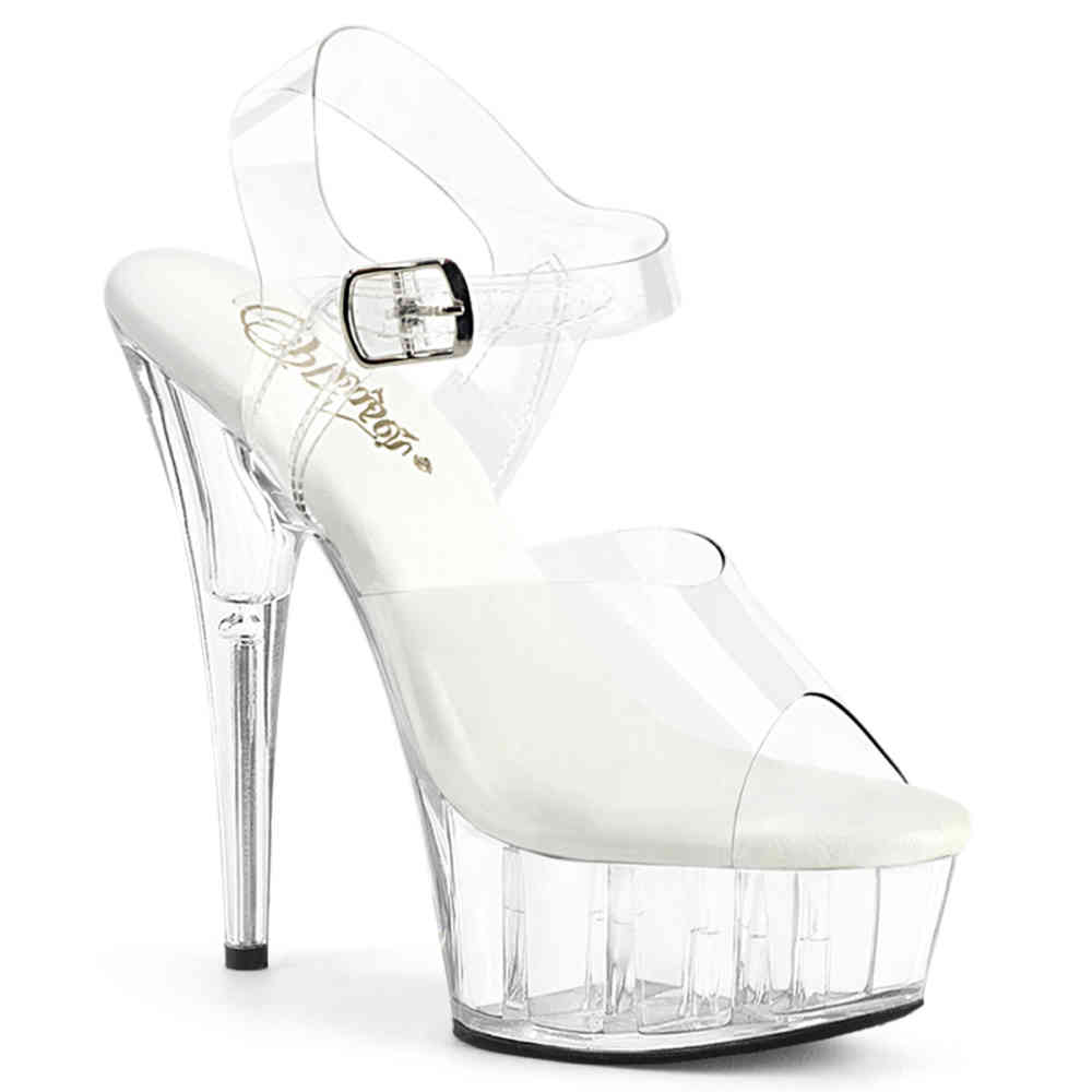 Pleaser - DELIGHT-608VL Sandaal met enkelband - Transparant